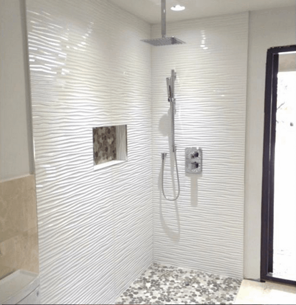 Open shower concept bathroom remodel