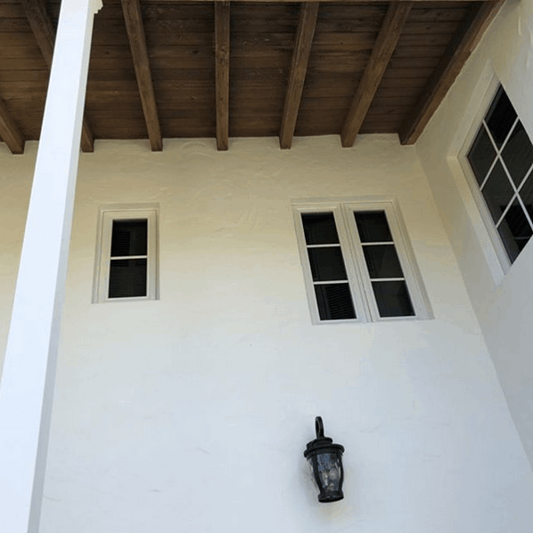 Sandblast wood beams, impact windows and doors