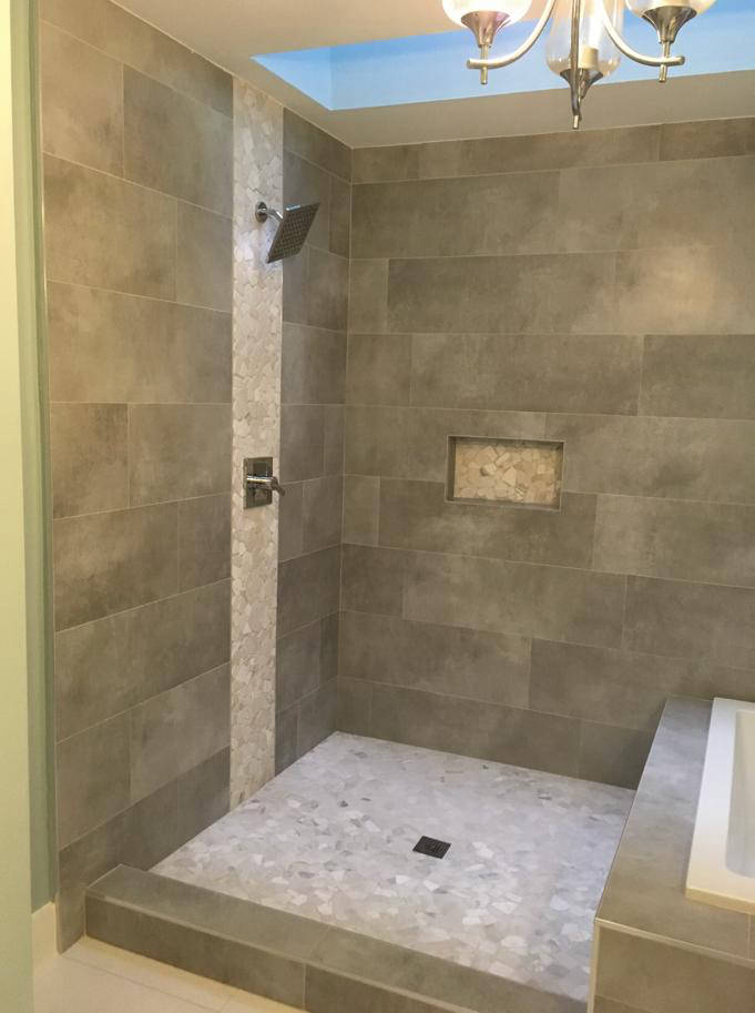 Subway style tile bathroom remodeling