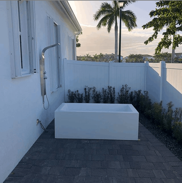 Outdoor shower and tub