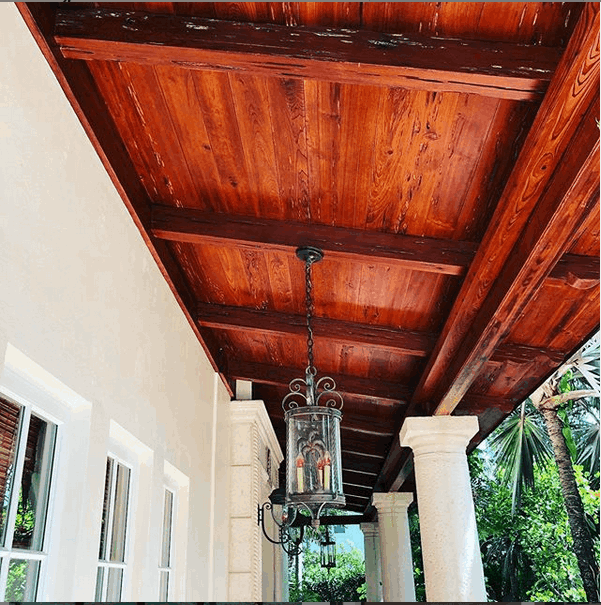 Carpentry and varnish front porch