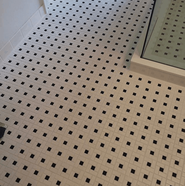 Traditional checkered floor bathroom